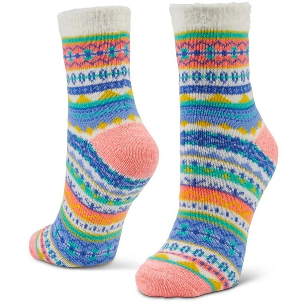 Magellan Outdoors Lodge Crew Socks Orange Blue Aloe Infused Lined Medium 6-10